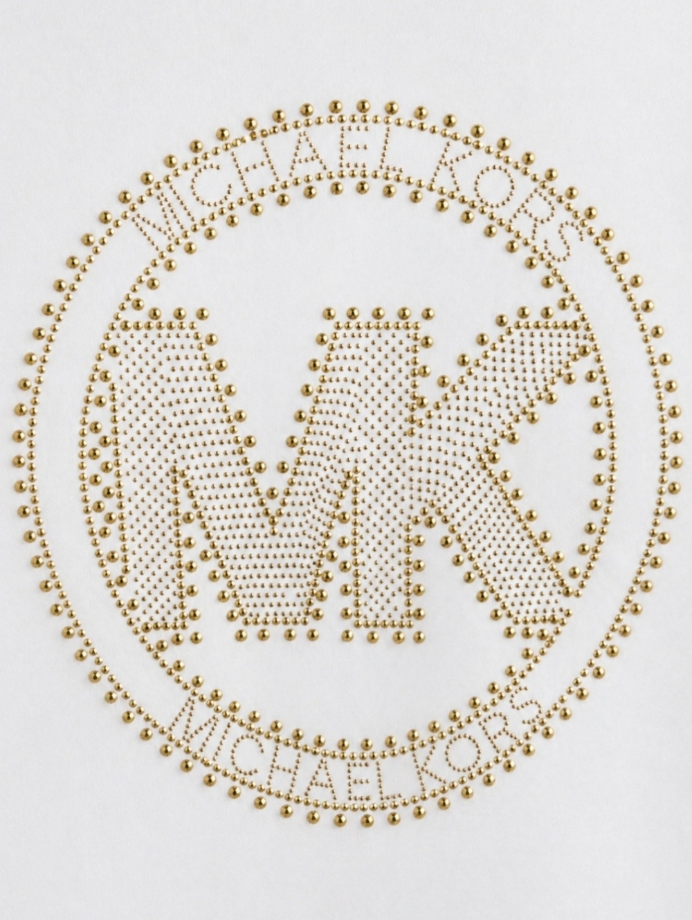 MICHAEL Michael Kors Women's White Tee with Gold MK Stud Logo - Picture 4 of 4